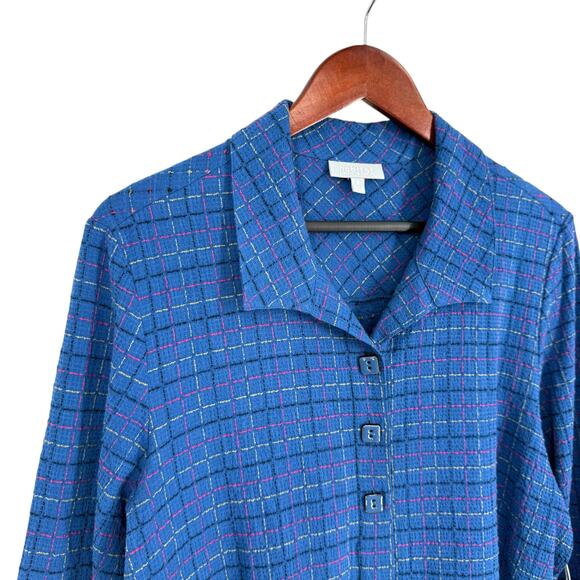 NEW NWT Habitat Sz Medium Blue Pink Wearable Art Blouse Shirt Top Unique Artsy - Picture 4 of 8